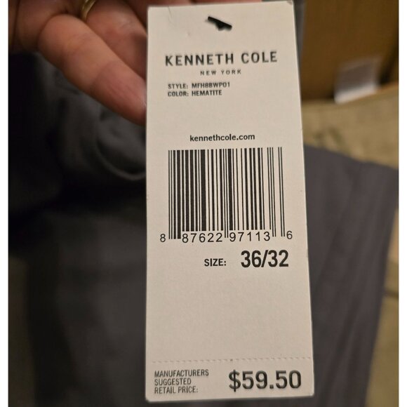 Kenneth Cole New York Mens Gray Stretch Cotton Blend Straight-Leg Pants Sz 36/32 - Picture 8 of 9